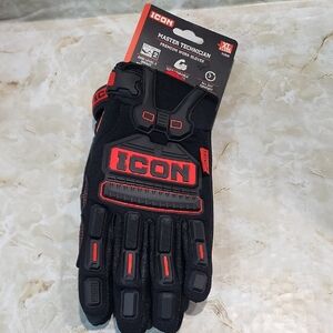 ICON Black and Red Master Technician Gloves